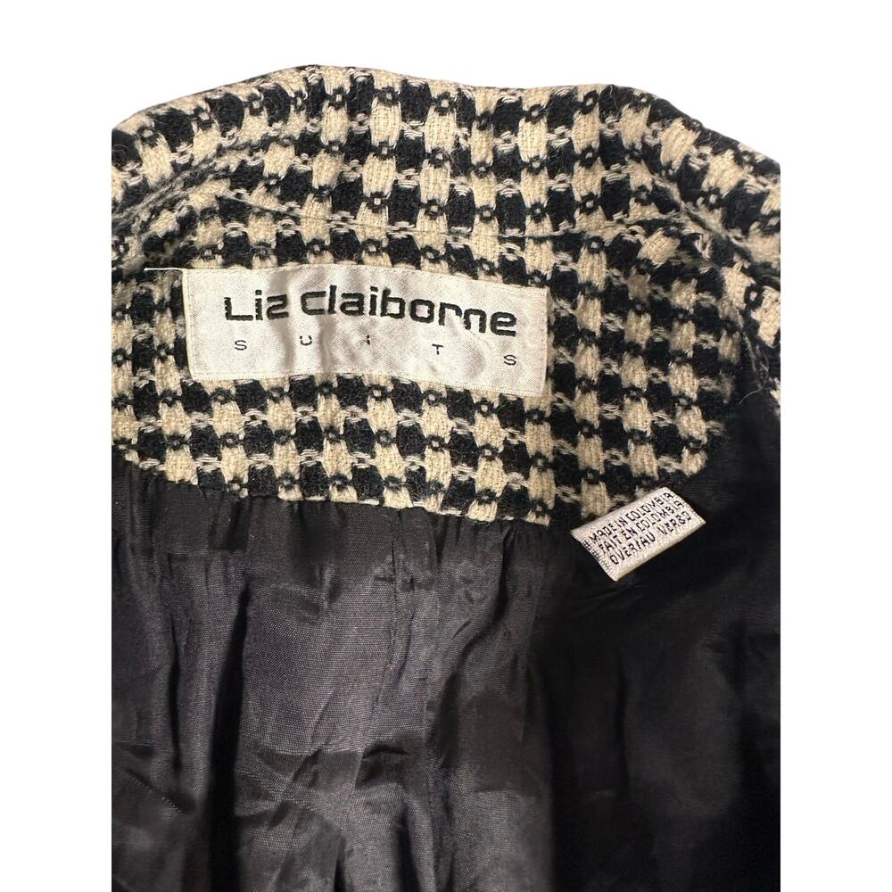 Vintage Liz Claiborne Womens Wool Houndstooth Blazer Size 12 Double Breasted - Picture 10 of 12